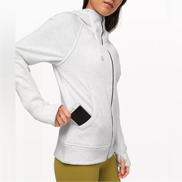 NWT LuLuLemon Scuba Hoodie Full Zip Plush in Heathered White Size 6 - Picture 4 of 9